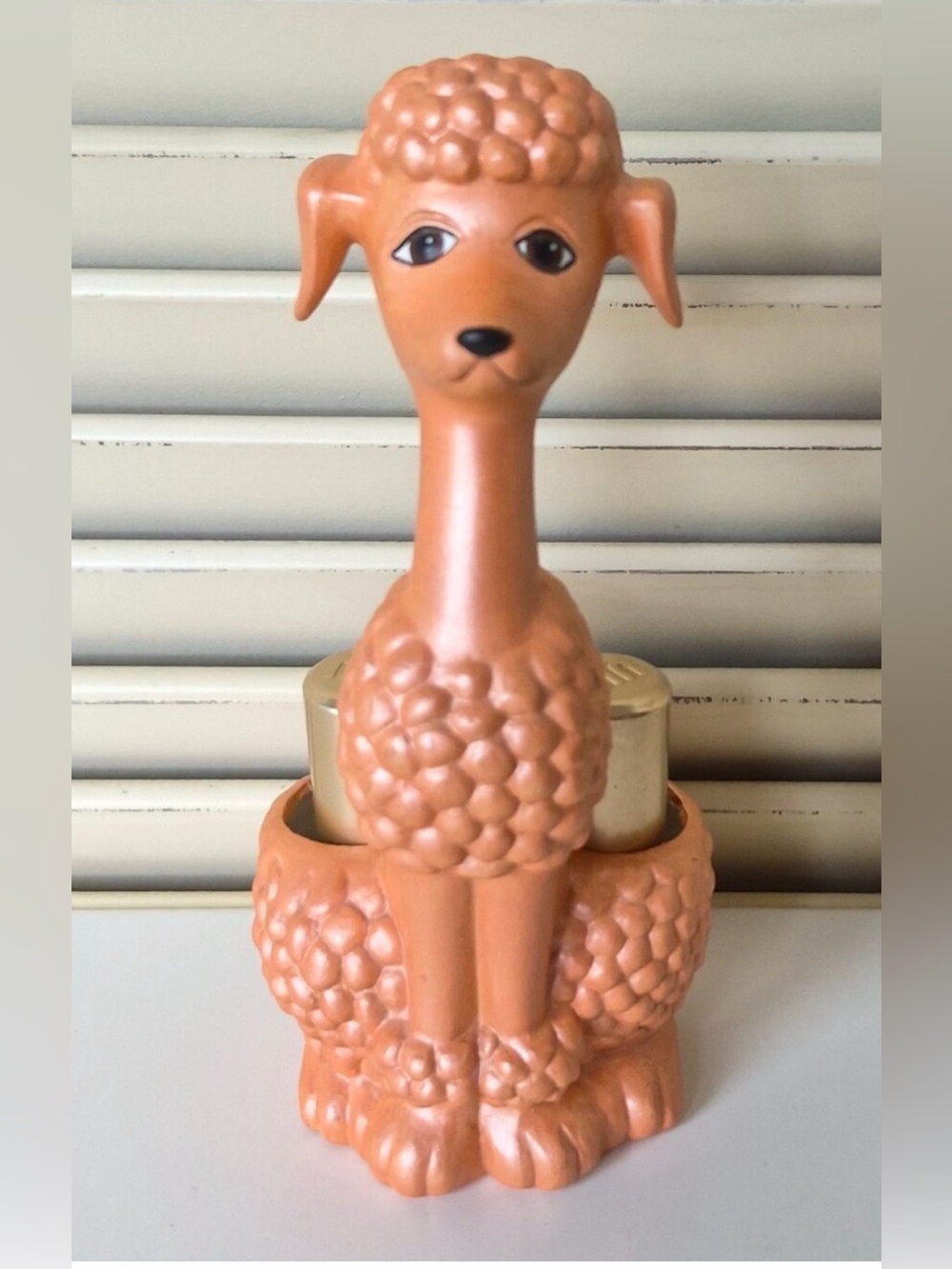Vintage MCM Kitsch Coral Pink Poodle Lipstick Holder